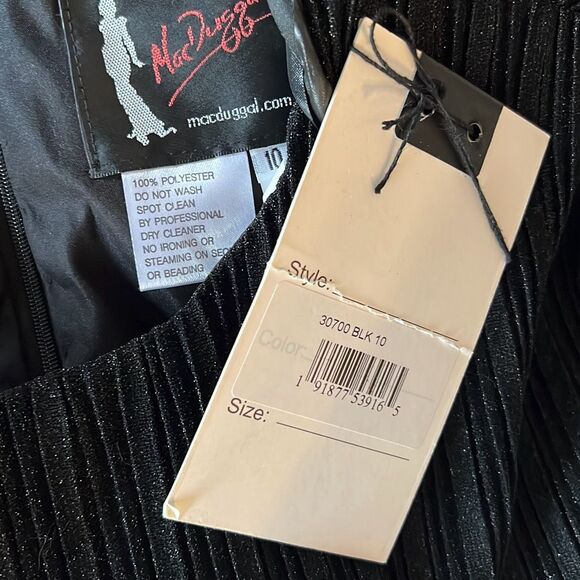 Mac Duggal SHIMMERING PLEATED A-LINE 3/4 SLEEVE GOWN NWT Size 10 - Picture 7 of 11